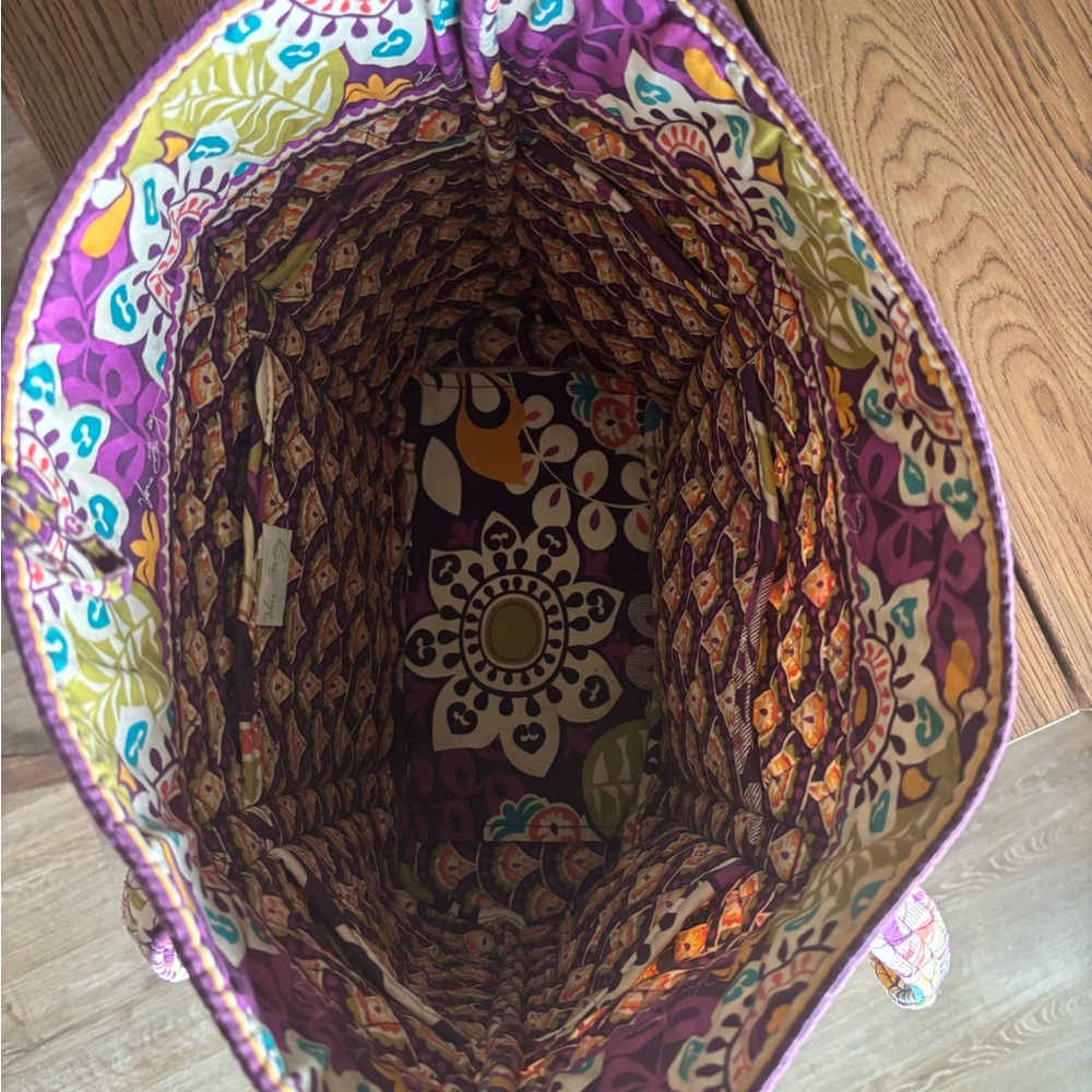 Vera Bradley Purple Paisley Floral Tote Bag - Picture 4 of 6
